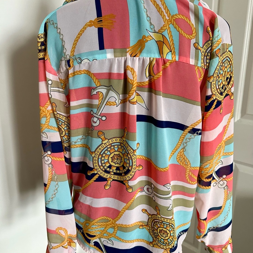 Timing Multicolor Nautical Button Down Shirt - image 3